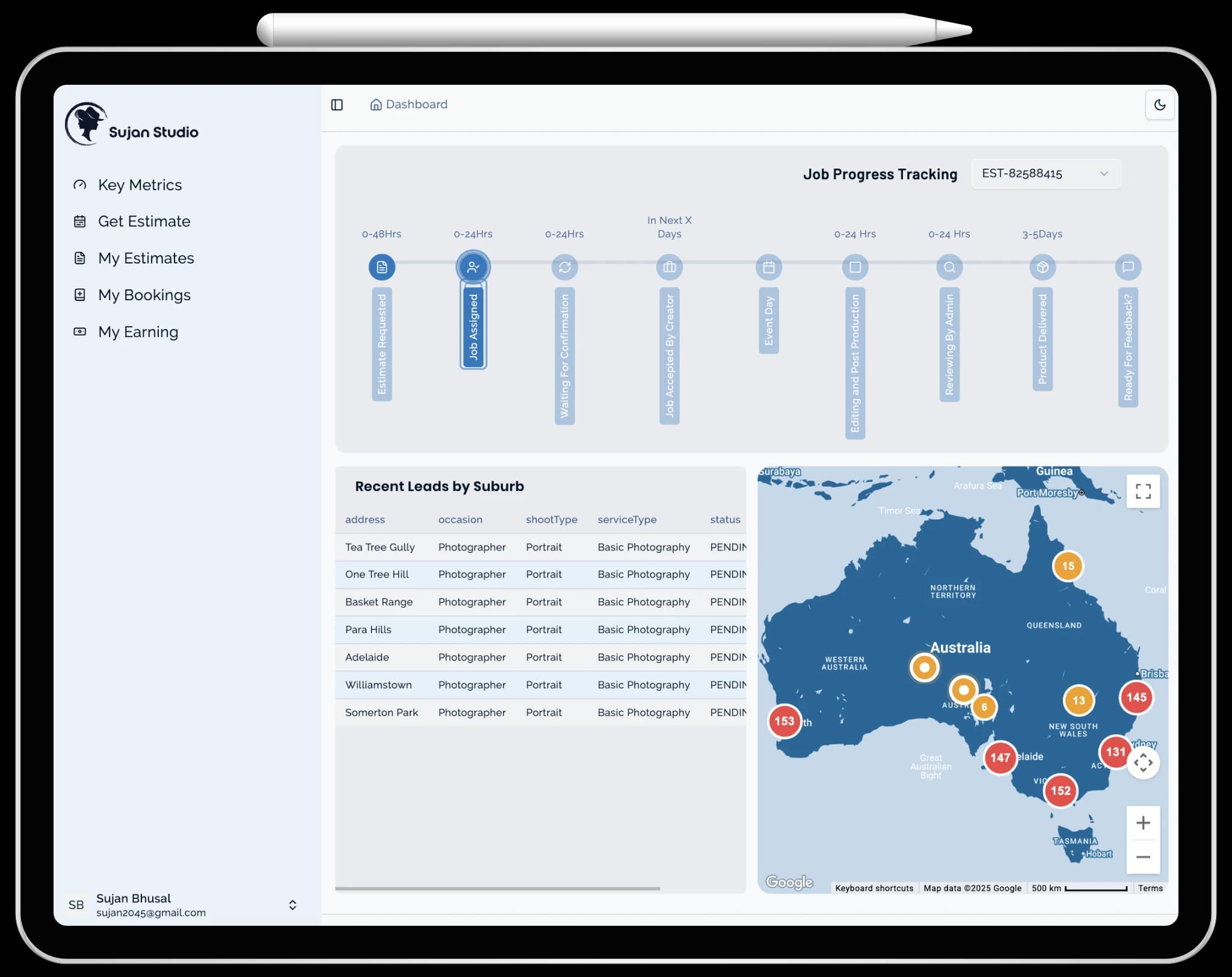 Studio dashboard sample 1