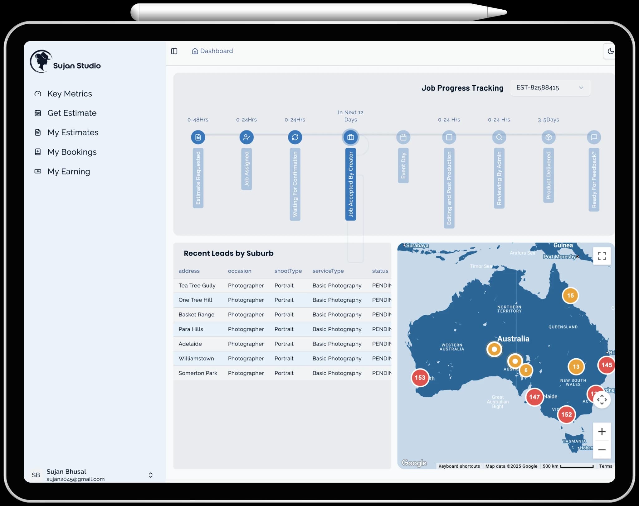 Studio dashboard sample 2